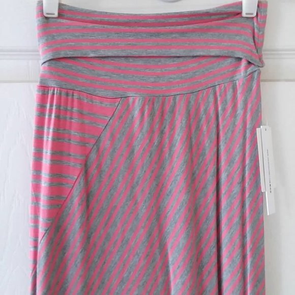 Misses Gray Pink Stripe Maxi Skirt XS - Picture 2 of 6